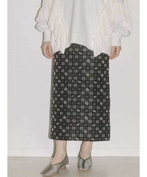 merry jenny（メリージェニー）の「check×flowerジャガードロングスカート（スカート・レディース・ピンク/ライトブルー・FREE）」の2枚目の写真