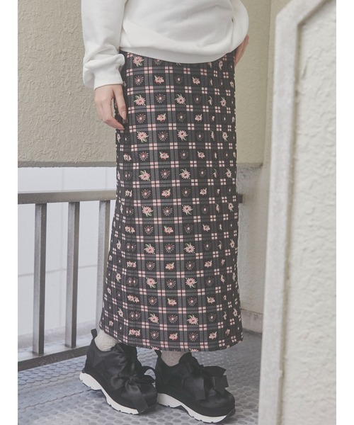 merry jenny（メリージェニー）の「check×flowerジャガードロングスカート（スカート・レディース・ピンク/ライトブルー・FREE）」の6枚目の写真