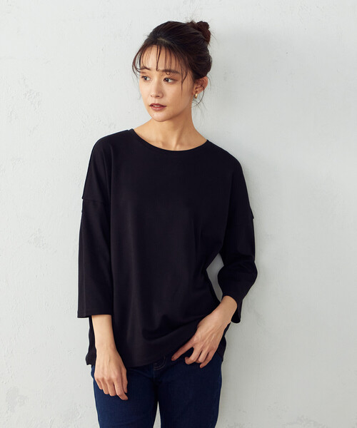 COMME CA ISM（コムサイズム）の「ドロップショルダー　Ｔシャツ（Tシャツ/カットソー・レディース・ホワイト/ブラック・MEDIUM/LARGE）」の14枚目の写真