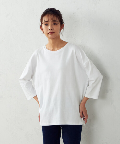 COMME CA ISM（コムサイズム）の「ドロップショルダー　Ｔシャツ（Tシャツ/カットソー・レディース・ホワイト/ブラック・MEDIUM/LARGE）」の16枚目の写真