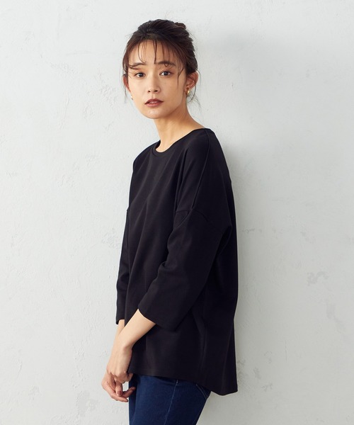 COMME CA ISM（コムサイズム）の「ドロップショルダー　Ｔシャツ（Tシャツ/カットソー・レディース・ホワイト/ブラック・MEDIUM/LARGE）」の2枚目の写真