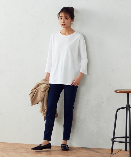 COMME CA ISM（コムサイズム）の「ドロップショルダー　Ｔシャツ（Tシャツ/カットソー・レディース・ホワイト/ブラック・MEDIUM/LARGE）」の5枚目の写真
