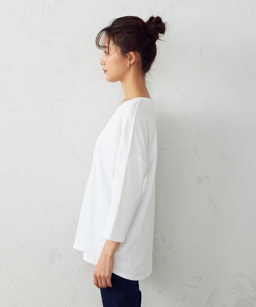 COMME CA ISM（コムサイズム）の「ドロップショルダー　Ｔシャツ（Tシャツ/カットソー・レディース・ホワイト/ブラック・MEDIUM/LARGE）」の7枚目の写真