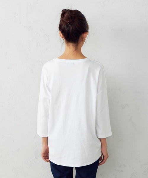 COMME CA ISM（コムサイズム）の「ドロップショルダー　Ｔシャツ（Tシャツ/カットソー・レディース・ホワイト/ブラック・MEDIUM/LARGE）」の8枚目の写真