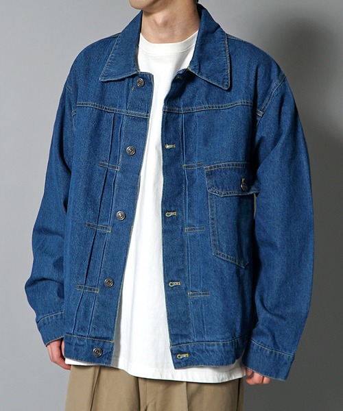 JOKER（ジョーカー）の「10ozビッグシルエットGジャン ジャケット デニム風ジャケット メンズ 春服（デニムジャケット・メンズ・ブラック/ライトブルー/キナリ/インディゴブルー・M/L）」の3枚目の写真