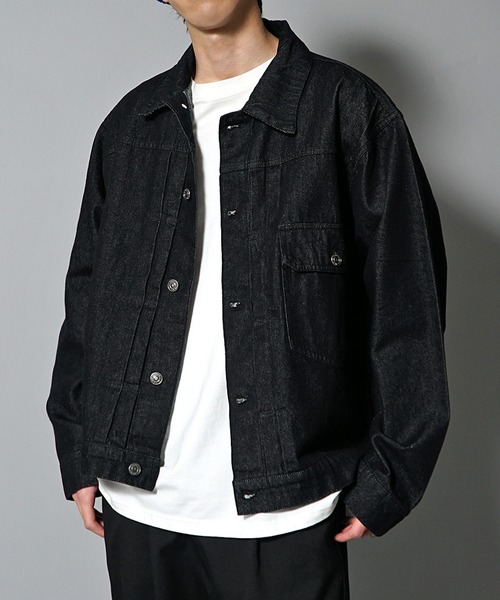 JOKER（ジョーカー）の「10ozビッグシルエットGジャン ジャケット デニム風ジャケット メンズ 春服（デニムジャケット・メンズ・ブラック/ライトブルー/キナリ/インディゴブルー・M/L）」の2枚目の写真