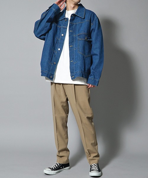 JOKER（ジョーカー）の「10ozビッグシルエットGジャン ジャケット デニム風ジャケット メンズ 春服（デニムジャケット・メンズ・ブラック/ライトブルー/キナリ/インディゴブルー・M/L）」の5枚目の写真