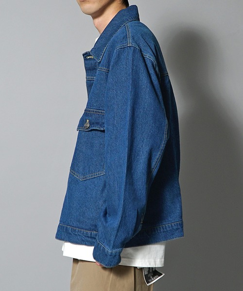 JOKER（ジョーカー）の「10ozビッグシルエットGジャン ジャケット デニム風ジャケット メンズ 春服（デニムジャケット・メンズ・ブラック/ライトブルー/キナリ/インディゴブルー・M/L）」の12枚目の写真