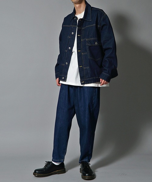 JOKER（ジョーカー）の「10ozビッグシルエットGジャン ジャケット デニム風ジャケット メンズ 春服（デニムジャケット・メンズ・ブラック/ライトブルー/キナリ/インディゴブルー・M/L）」の6枚目の写真