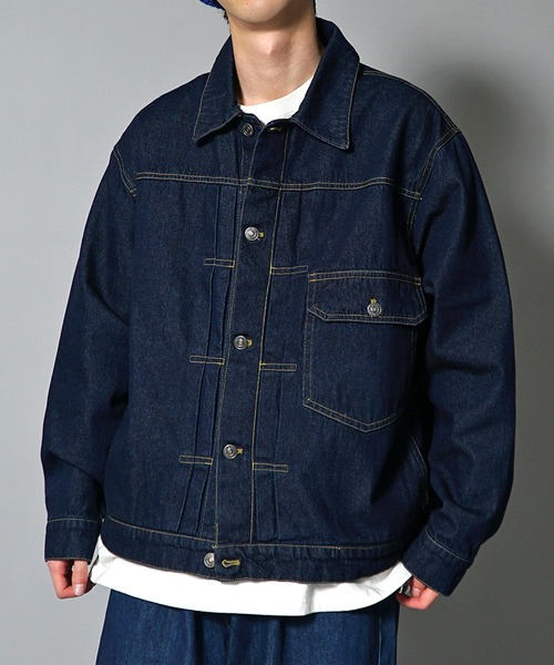 JOKER（ジョーカー）の「10ozビッグシルエットGジャン ジャケット デニム風ジャケット メンズ 春服（デニムジャケット・メンズ・ブラック/ライトブルー/キナリ/インディゴブルー・M/L）」の10枚目の写真