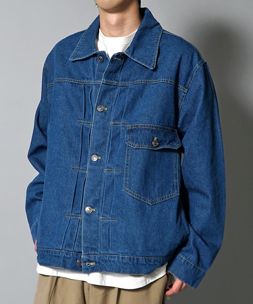 JOKER（ジョーカー）の「10ozビッグシルエットGジャン ジャケット デニム風ジャケット メンズ 春服（デニムジャケット・メンズ・ブラック/ライトブルー/キナリ/インディゴブルー・M/L）」の14枚目の写真