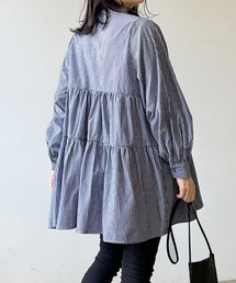 LIAN | ストライプティアードミニワンピース(シャツワンピース)