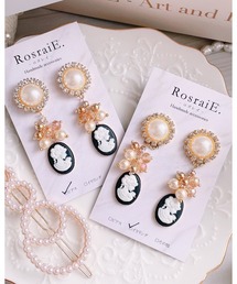 【RosraiE】レディカメオ ラインストーン&パール ピアス(MA)