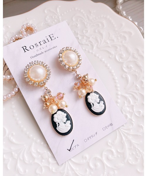 tone(トーン)の「【RosraiE】レディカメオ ラインストーン&パール ピアス(MA)(ピアス(両耳用)・レディース・ゴールド・FREE)」の4枚目の写真
