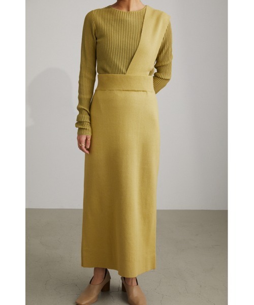 STYLEMIXER（スタイルミキサー）の「ワンショルダーニットスカート（スカート・レディース・ライトグリーン/ライトベージュ・SMALL/MEDIUM）」の3枚目の写真