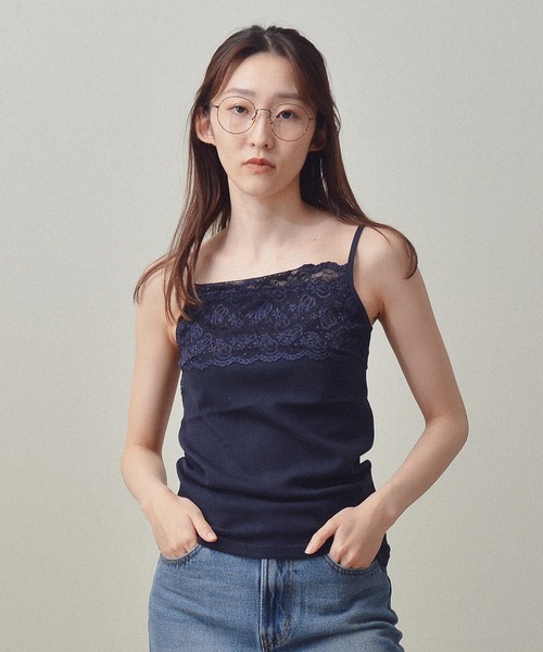 Monocoro toppi（モノコロトッピ）の「カラー豊富 レース キャミソール（キャミソール・レディース・ブラック/ネイビー/グレー/オフホワイト/モカ・M）」の5枚目の写真