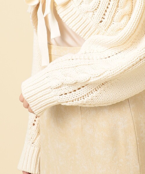 DEICY（デイシー）の「ケーブルリボンボレロ（ニット/セーター・レディース・グレー/オフホワイト/ピンク・FREE）」の11枚目の写真