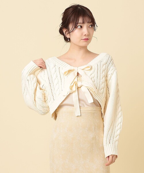DEICY（デイシー）の「ケーブルリボンボレロ（ニット/セーター・レディース・グレー/オフホワイト/ピンク・FREE）」の14枚目の写真