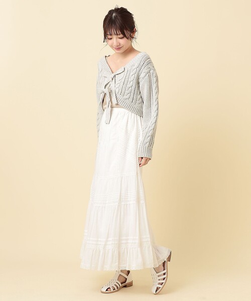 DEICY（デイシー）の「ケーブルリボンボレロ（ニット/セーター・レディース・グレー/オフホワイト/ピンク・FREE）」の20枚目の写真