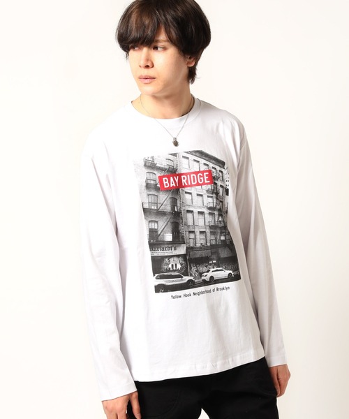 ARCADE(アーケード)の「フォトプリント ロンT Tシャツ 長袖(Tシャツ/カットソー・メンズ・ブラック系2/ブラック系1/ホワイト系2/モーブ系3/モーブ系2/グレー系3/モーブ系1/グレー系2/ホワイト系3/ホワイト系1/グレー系1/ブラック系3・L/M/LL)」の2枚目の写真