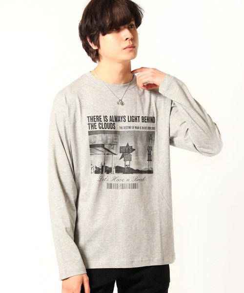ARCADE(アーケード)の「フォトプリント ロンT Tシャツ 長袖(Tシャツ/カットソー・メンズ・ブラック系2/ブラック系1/ホワイト系2/モーブ系3/モーブ系2/グレー系3/モーブ系1/グレー系2/ホワイト系3/ホワイト系1/グレー系1/ブラック系3・L/M/LL)」の9枚目の写真