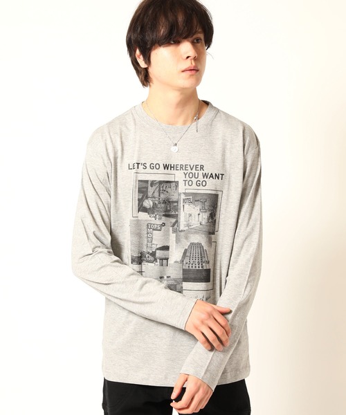 ARCADE(アーケード)の「フォトプリント ロンT Tシャツ 長袖(Tシャツ/カットソー・メンズ・ブラック系2/ブラック系1/ホワイト系2/モーブ系3/モーブ系2/グレー系3/モーブ系1/グレー系2/ホワイト系3/ホワイト系1/グレー系1/ブラック系3・L/M/LL)」の1枚目の写真