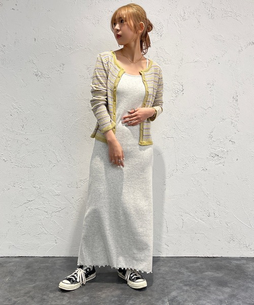 apres jour mignon(アプレジュールミニョン)の「ループヤーンマルチボーダーカーディガン【ZOZOTOWN限定アイテム】(ニット/セーター・レディース・ブラック系その他/グリーン系その他/イエロー系その他・X-LARGE/フリー)」の8枚目の写真