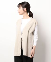 Samansa Mos2 blue | ミラノリブニットベスト(ベスト)