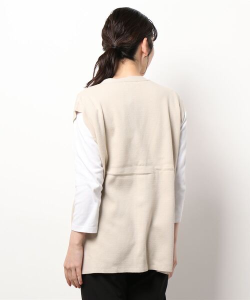 Samansa Mos2 blue（サマンサモスモスブルー）の「ミラノリブニットベスト（ベスト・レディース・ネイビー/ミント/ライトベージュ・ﾌﾘ-）」の5枚目の写真