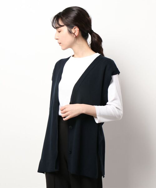 Samansa Mos2 blue（サマンサモスモスブルー）の「ミラノリブニットベスト（ベスト・レディース・ネイビー/ミント/ライトベージュ・ﾌﾘ-）」の7枚目の写真