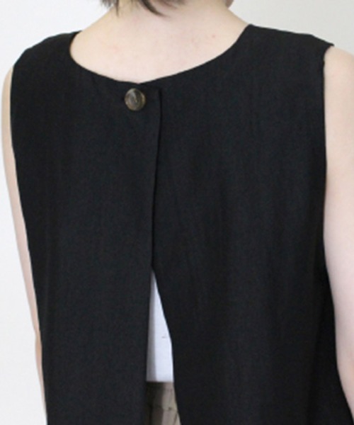 STYLEBLOCK(スタイルブロック)の「リネンタッチバックスリット深Vネックベスト(ベスト・レディース・グレー/ブラック/ベージュ・M)」の9枚目の写真