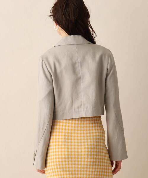 OPAQUE.CLIP（オペークドットクリップ）の「◆麻混ショートジャケット（テーラードジャケット・レディース・ライトグレー/ブラック・38）」の4枚目の写真