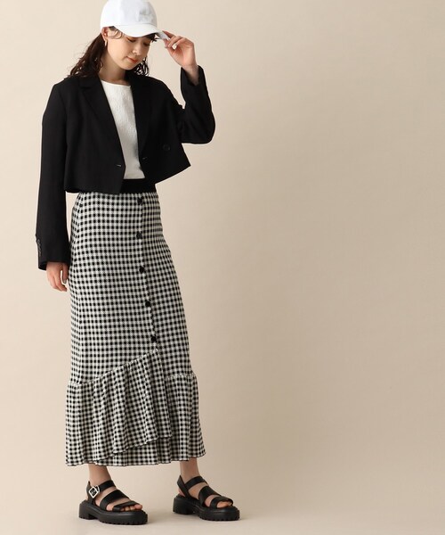 OPAQUE.CLIP（オペークドットクリップ）の「◆麻混ショートジャケット（テーラードジャケット・レディース・ライトグレー/ブラック・38）」の7枚目の写真