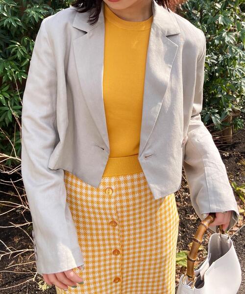 OPAQUE.CLIP（オペークドットクリップ）の「◆麻混ショートジャケット（テーラードジャケット・レディース・ライトグレー/ブラック・38）」の14枚目の写真