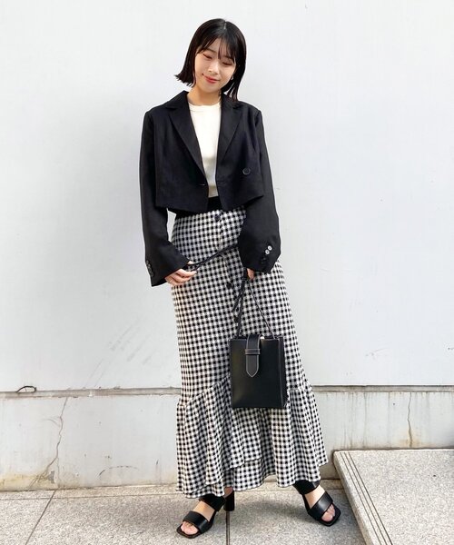 OPAQUE.CLIP（オペークドットクリップ）の「◆麻混ショートジャケット（テーラードジャケット・レディース・ライトグレー/ブラック・38）」の15枚目の写真