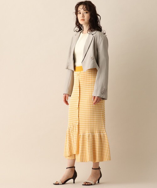 OPAQUE.CLIP（オペークドットクリップ）の「◆麻混ショートジャケット（テーラードジャケット・レディース・ライトグレー/ブラック・38）」の19枚目の写真