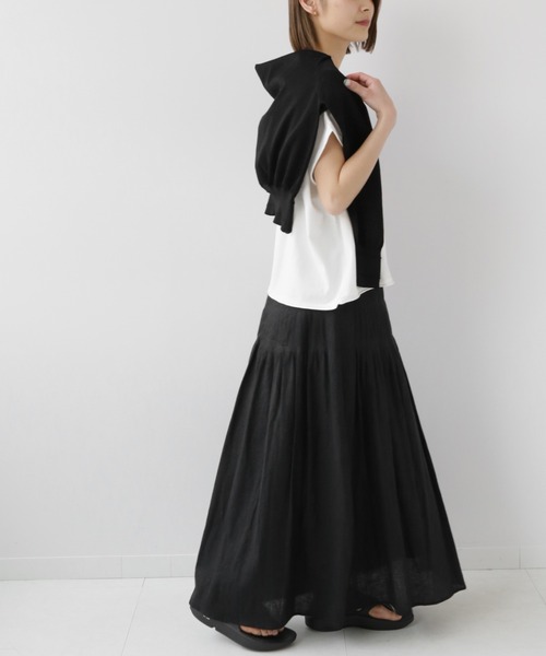 JOURNAL STANDARD relume（ジャーナルスタンダード　レリューム）の「レーヨンリネンピンタックフレアスカート（スカート・レディース・ブラック/ナチュラル・38/36）」の6枚目の写真