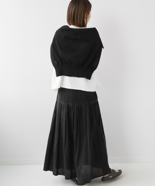 JOURNAL STANDARD relume（ジャーナルスタンダード　レリューム）の「レーヨンリネンピンタックフレアスカート（スカート・レディース・ブラック/ナチュラル・38/36）」の7枚目の写真