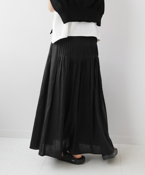JOURNAL STANDARD relume（ジャーナルスタンダード　レリューム）の「レーヨンリネンピンタックフレアスカート（スカート・レディース・ブラック/ナチュラル・38/36）」の11枚目の写真