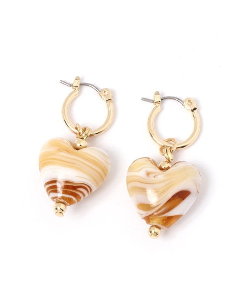 GLOBAL WORK（グローバルワーク）の「ハートガラスフープピアス/276074（ピアス（両耳用）・レディース・ホワイト/ブラウン/ライトグリーン/ブラウン系その他6・FREE）」の4枚目の写真