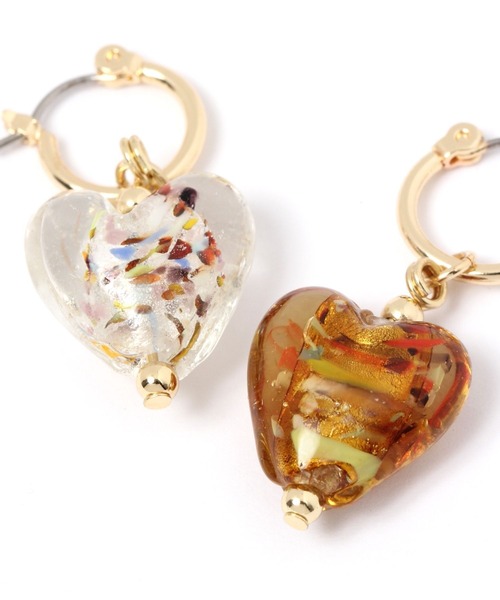 GLOBAL WORK（グローバルワーク）の「ハートガラスフープピアス/276074（ピアス（両耳用）・レディース・ホワイト/ブラウン/ライトグリーン/ブラウン系その他6・FREE）」の8枚目の写真