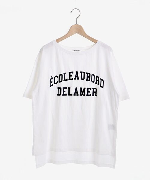 le.coeur blanc(ルクールブラン)の「5分袖ロゴプリントTシャツ(Tシャツ/カットソー・レディース・オフホワイト/ダークグレー/グレイッシュベージュ・38)」の4枚目の写真