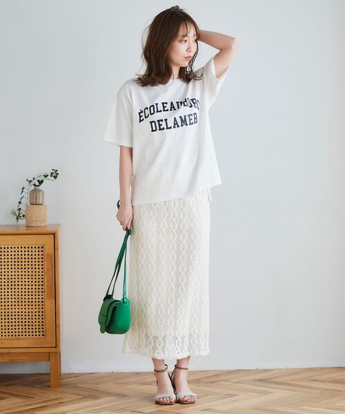 le.coeur blanc(ルクールブラン)の「5分袖ロゴプリントTシャツ(Tシャツ/カットソー・レディース・オフホワイト/ダークグレー/グレイッシュベージュ・38)」の5枚目の写真