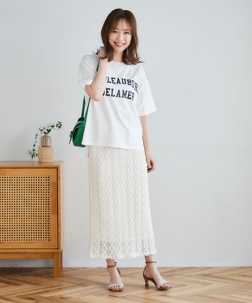 le.coeur blanc(ルクールブラン)の「5分袖ロゴプリントTシャツ(Tシャツ/カットソー・レディース・オフホワイト/ダークグレー/グレイッシュベージュ・38)」の7枚目の写真