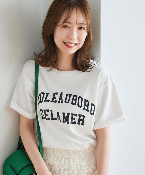 le.coeur blanc(ルクールブラン)の「5分袖ロゴプリントTシャツ(Tシャツ/カットソー・レディース・オフホワイト/ダークグレー/グレイッシュベージュ・38)」の8枚目の写真