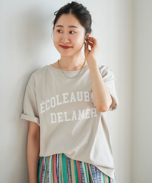 le.coeur blanc(ルクールブラン)の「5分袖ロゴプリントTシャツ(Tシャツ/カットソー・レディース・オフホワイト/ダークグレー/グレイッシュベージュ・38)」の18枚目の写真