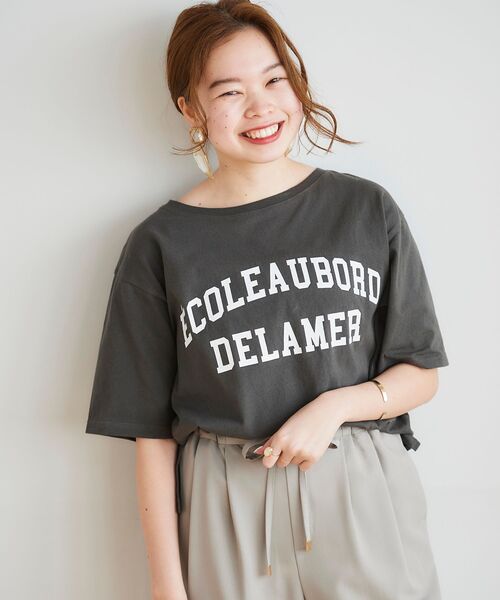 le.coeur blanc(ルクールブラン)の「5分袖ロゴプリントTシャツ(Tシャツ/カットソー・レディース・オフホワイト/ダークグレー/グレイッシュベージュ・38)」の22枚目の写真