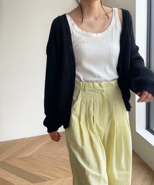 CANAL JEAN（キャナルジーン）の「RED CHOP WORKS(レッドチョップワークス) ペーパーニットカーディガン（カーディガン/ボレロ・レディース・ブラック/キナリ/ホワイト/チャコールグレー・38）」の10枚目の写真