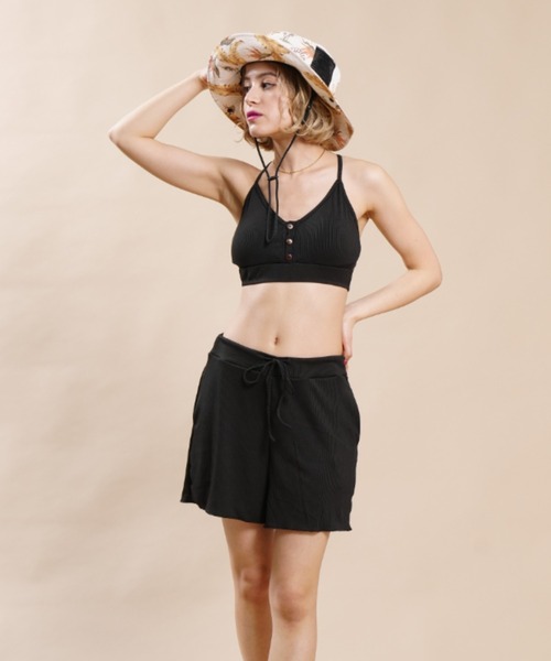 【セール】【ムラサキスポーツ別注】DEFIANCE/ディファイアンス リブ素材ショートパンツ付き/３点セットビキニ SRS-22B（水着）｜DEFIANCE（DEFIANCE） 6,600円