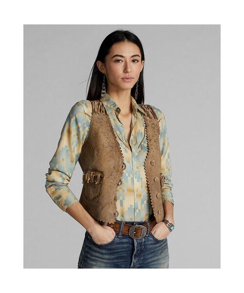 RRL(ダブル アール エル)の「フリンジド レザー ベスト(ベスト・レディース・ブラウン系3・2/4/1/3)」の1枚目の写真